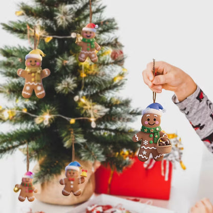 Christmas Gingerbread Man Ornaments Wooden Hanging Pendants For Xmas Tree Kids Home Decoration New  1