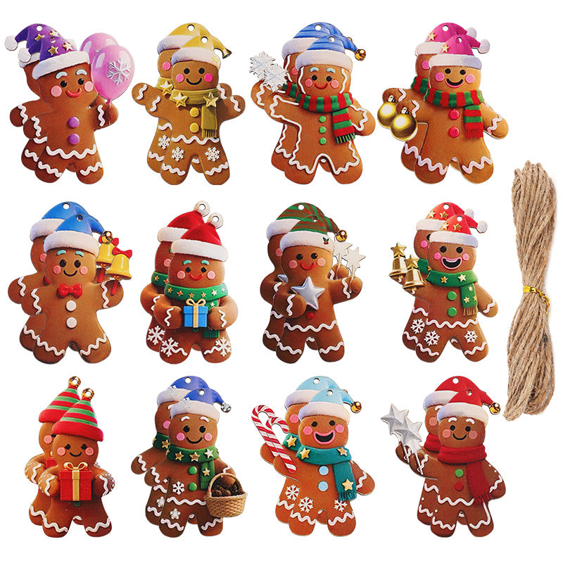 Christmas Gingerbread Man Ornaments Wooden Hanging Pendants For Xmas Tree Kids Home Decoration New  5