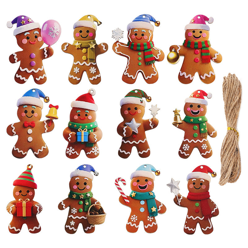 Christmas Gingerbread Man Ornaments Wooden Hanging Pendants For Xmas Tree Kids Home Decoration New  6