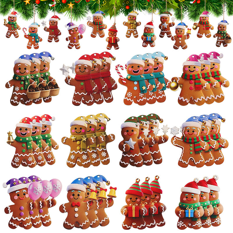 Christmas Gingerbread Man Ornaments Wooden Hanging Pendants For Xmas Tree Kids Home Decoration New  4