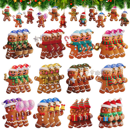 Christmas Gingerbread Man Ornaments Wooden Hanging Pendants For Xmas Tree Kids Home Decoration New  4