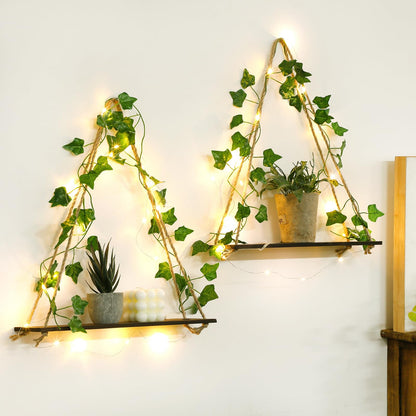 Boho Home Decor Shelves Floating Macrame Wall Shelf Wood Decoration For Living Room 4