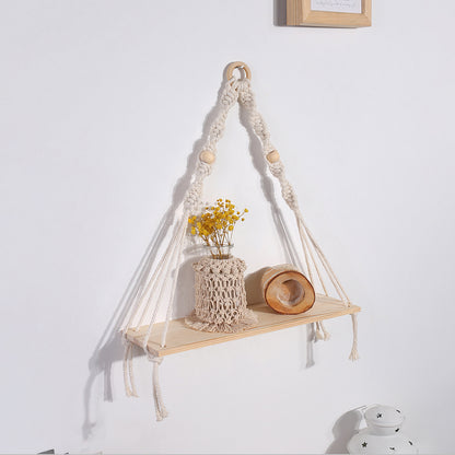 Boho Home Decor Shelves Floating Macrame Wall Shelf Wood Decoration For Living Room 6