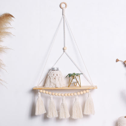Boho Home Decor Shelves Floating Macrame Wall Shelf Wood Decoration For Living Room 11