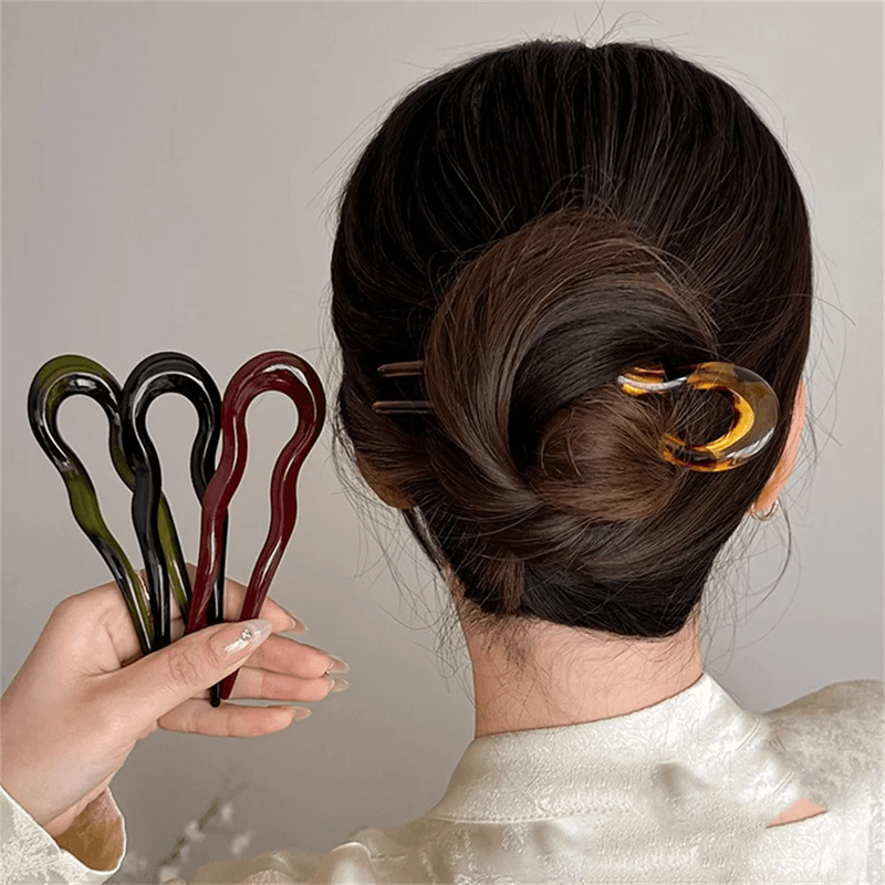 TerraShell U Shaped Tortoiseshell Hair Fork For Women  Girls 1