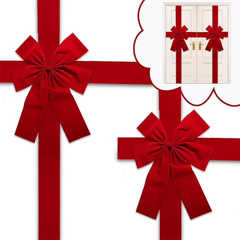 Christmas Front Door Decoration Hanging Bow Knot Big Bow Imitation Linen Ribbon For New Year Xmas F 1