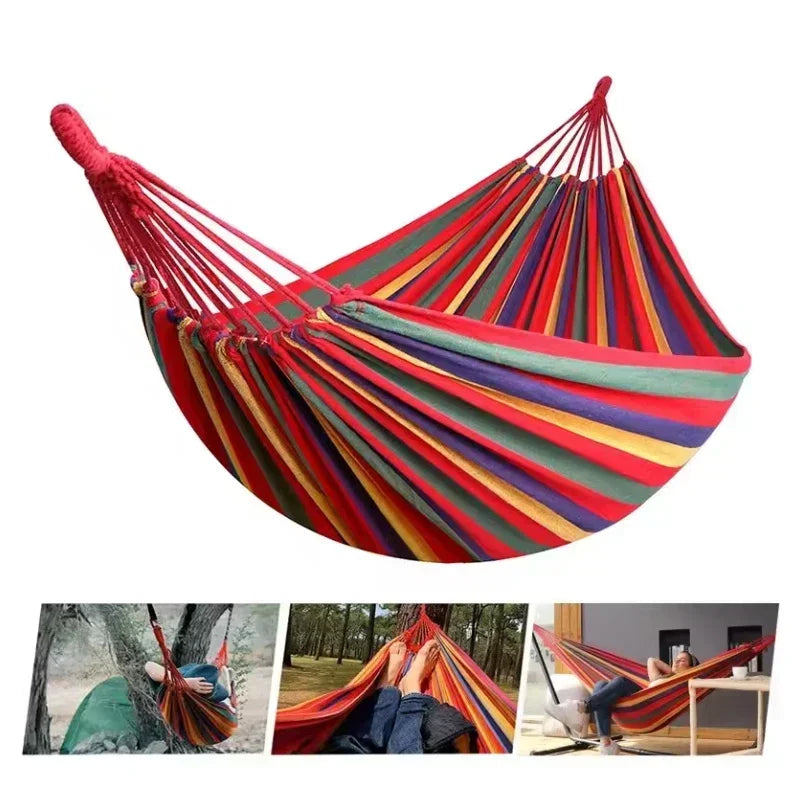 Thick Canvas Outdoor Portable Swing Hammock for Camping, Lounging & Sleeping