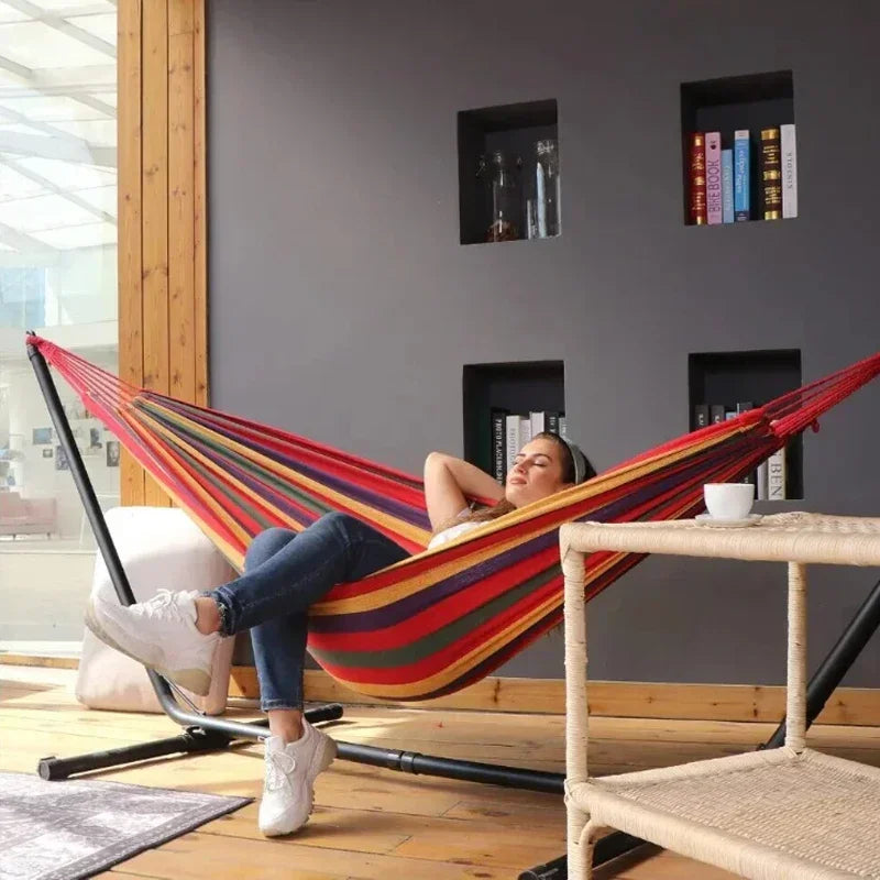 Thick Canvas Outdoor Portable Swing Hammock For Camping Lounging  Sleeping 4