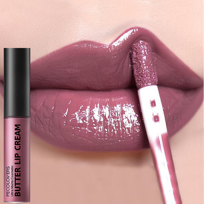 Long Lasting Nude Lip Makeup, Hydrating Lip Gloss, Butter Gloss Non-Sticky Lip Gloss with Essential Oil