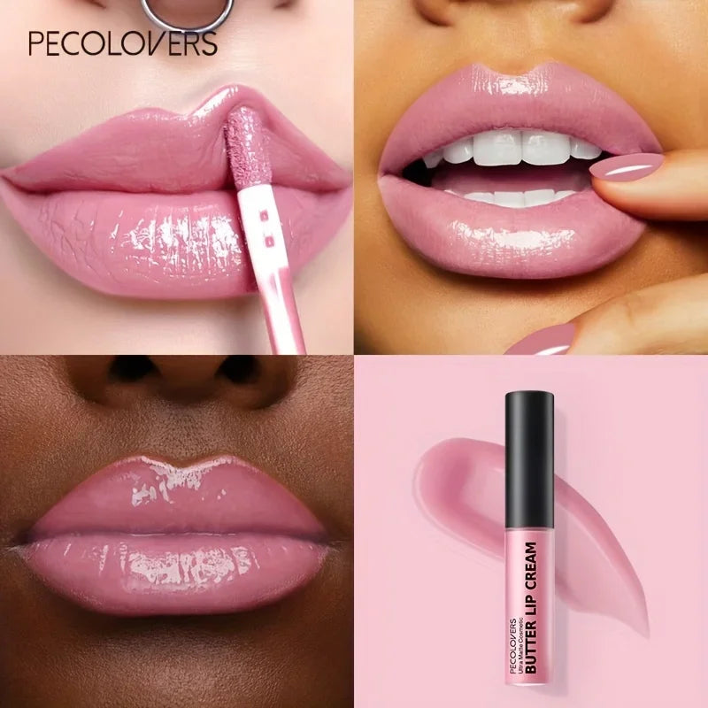 Long Lasting Nude Lip Makeup, Hydrating Lip Gloss, Butter Gloss Non-Sticky Lip Gloss with Essential Oil