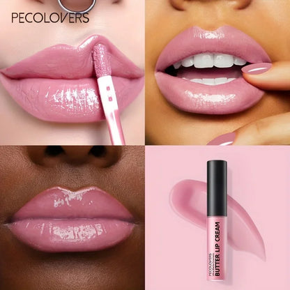 Long Lasting Nude Lip Makeup, Hydrating Lip Gloss, Butter Gloss Non-Sticky Lip Gloss with Essential Oil