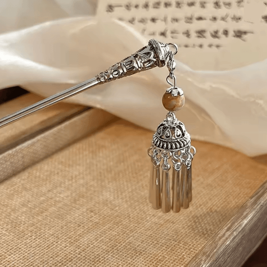InkBloom Neo Chinese Flower Tassel Hair Stick For Women 9