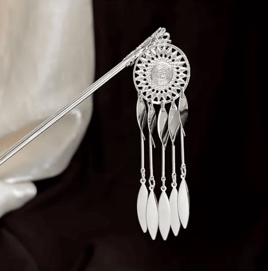 InkBloom Neo Chinese Flower Tassel Hair Stick For Women 8