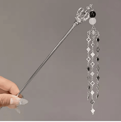 InkBloom Neo Chinese Flower Tassel Hair Stick For Women 13