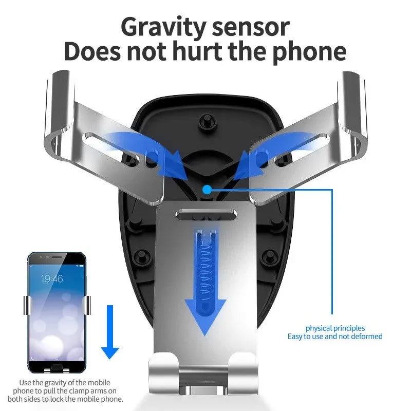 Gravity Sensor Car Holder Mobile Phone Holder Air Outlet With Metallic Frosted Simplicity And Solid 4