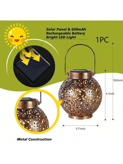 Waterproof Solar Hanging Lantern Lights Moroccan Decorative LED Garden Light Solar Metal Tabletop L 1