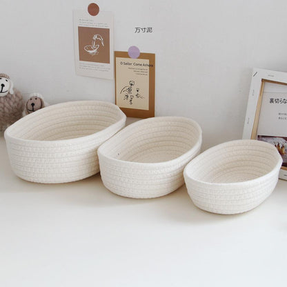 Sundries Organize Basket, Key Cosmetics Storage Box, Nordic Cotton Rope Woven Storage