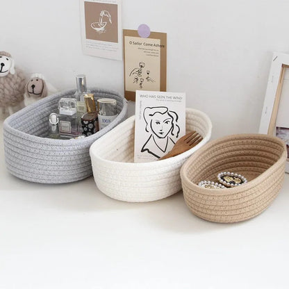 Sundries Organize Basket, Key Cosmetics Storage Box, Nordic Cotton Rope Woven Storage