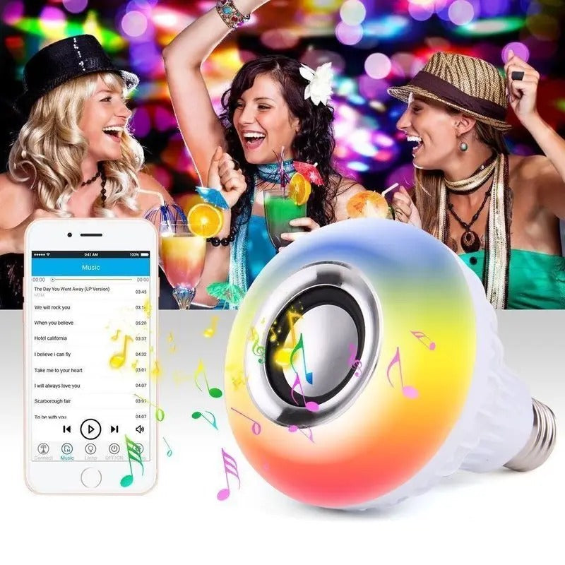 Color Changing LED Bluetooth Speaker Lamp, Smart Light Bulb with Remote Control for Mood Lighting