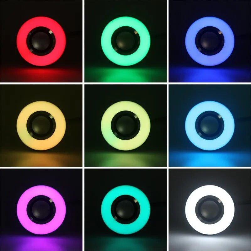Color Changing LED Bluetooth Speaker Lamp, Smart Light Bulb with Remote Control for Mood Lighting