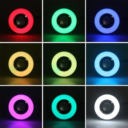 Color Changing LED Bluetooth Speaker Lamp, Smart Light Bulb with Remote Control for Mood Lighting