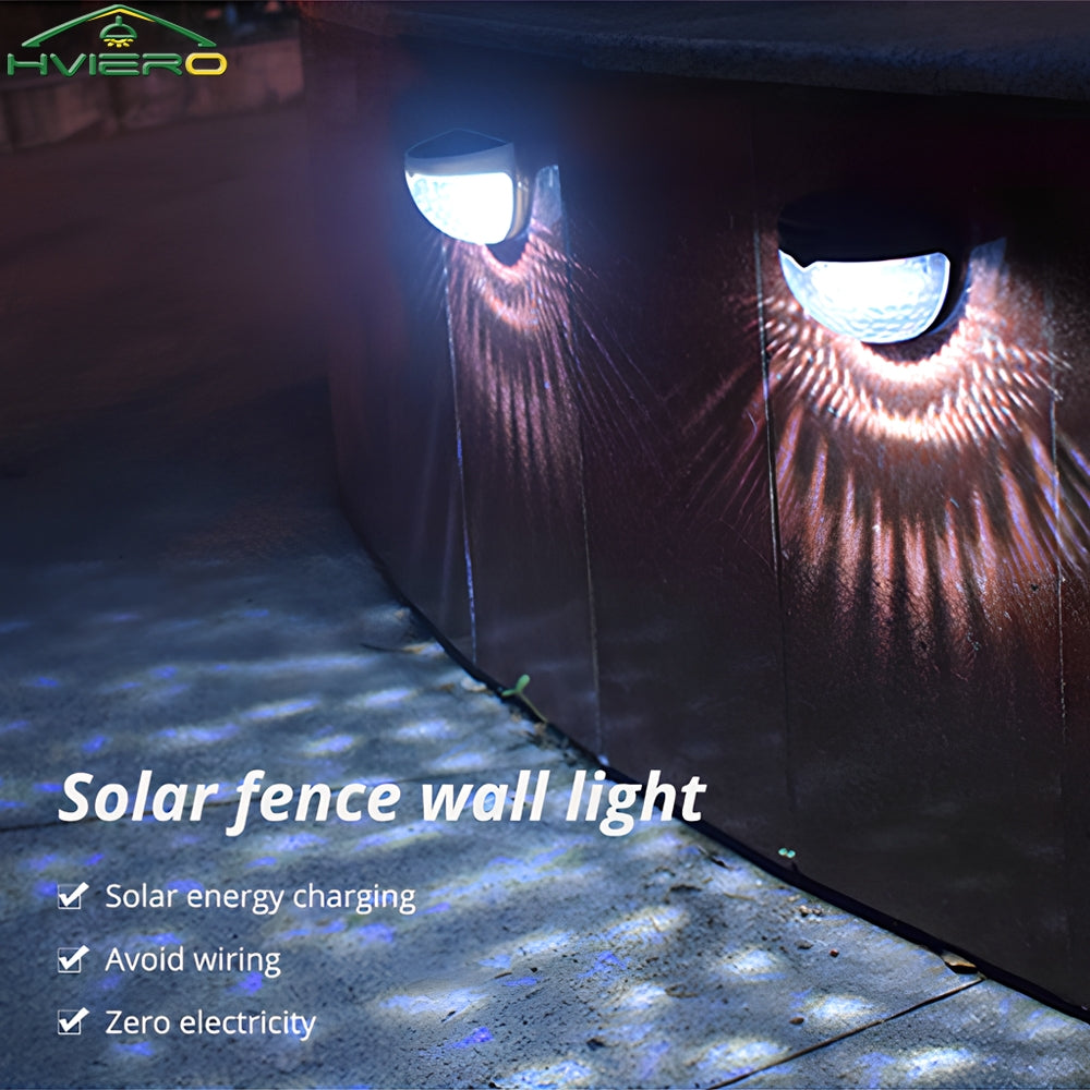 Outdoor LED Solar Fence Lamp Waterproof Wall Lights Warm White Path Lighting For Fence And Terrace 1