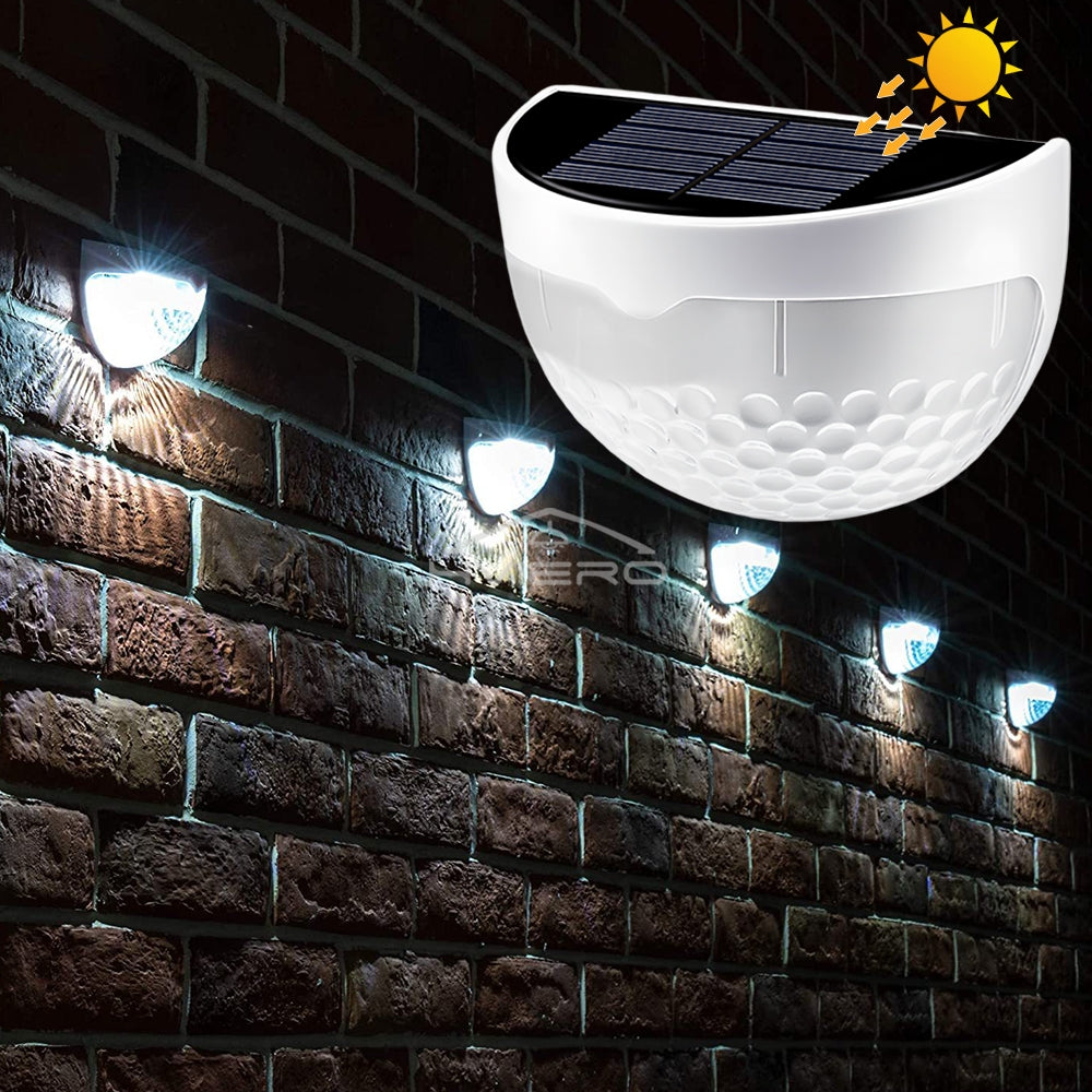 Outdoor LED Solar Fence Lamp, Waterproof Wall Lights, Warm White Path Lighting for Fence and Terrace