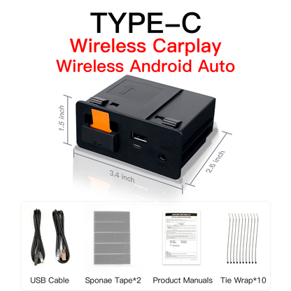 Wireless Type-C CarPlay and Android Auto Adapter UBS Hub, OEM for Mazda Retrofit Kit for Mazda