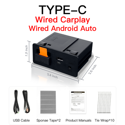 Wireless Type-C CarPlay and Android Auto Adapter UBS Hub, OEM for Mazda Retrofit Kit for Mazda