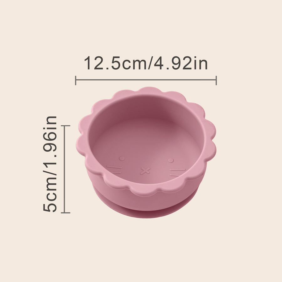 Baby Silicone Bowl Cute Cartoon Lion Shape, Solid Color Baby Food Storage BPA Free Suction Baby Meal Tray