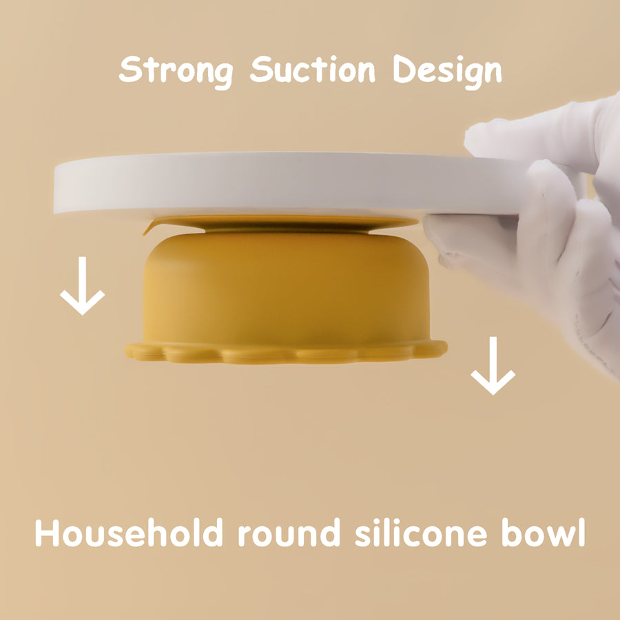 Baby Silicone Bowl Cute Cartoon Lion Shape, Solid Color Baby Food Storage BPA Free Suction Baby Meal Tray