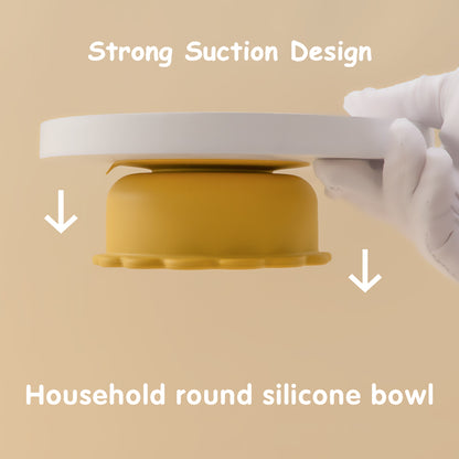 Baby Silicone Bowl Cute Cartoon Lion Shape, Solid Color Baby Food Storage BPA Free Suction Baby Meal Tray