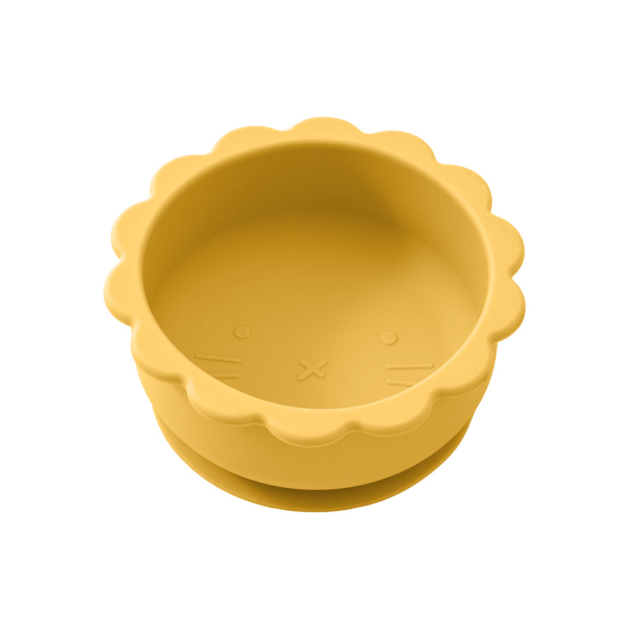 Baby Silicone Bowl Cute Cartoon Lion Shape, Solid Color Baby Food Storage BPA Free Suction Baby Meal Tray