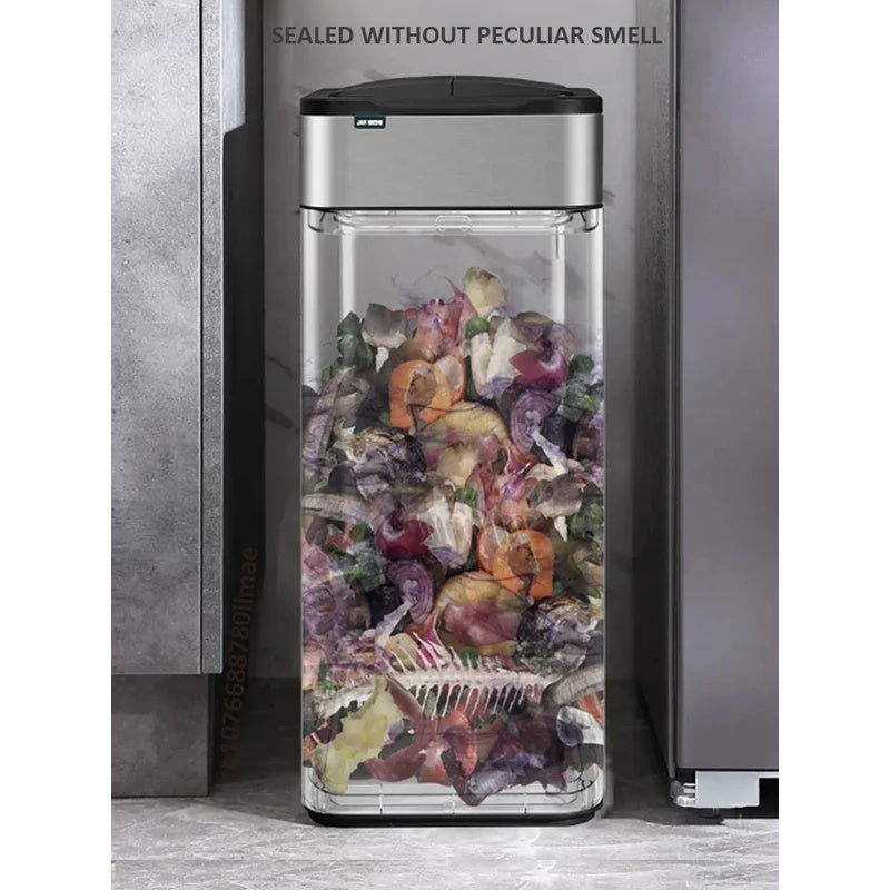 Smart Trash Can Stainless Steel Waste Bin for Kitchen, High Garbage Bin Wastebasket