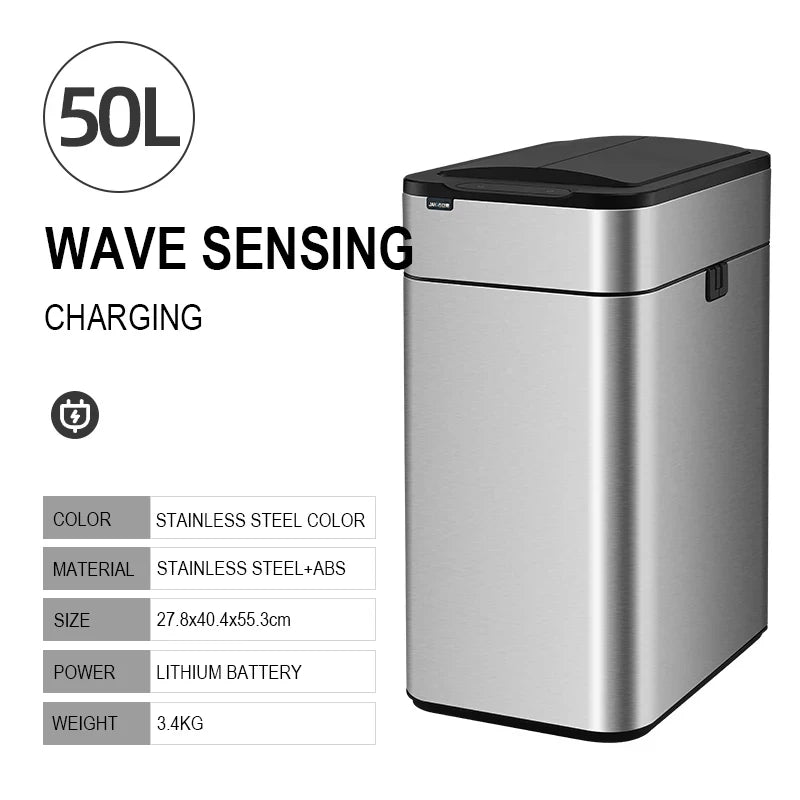 Smart Trash Can Stainless Steel Waste Bin for Kitchen, High Garbage Bin Wastebasket