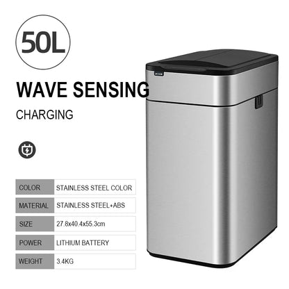 Smart Trash Can Stainless Steel Waste Bin for Kitchen, High Garbage Bin Wastebasket