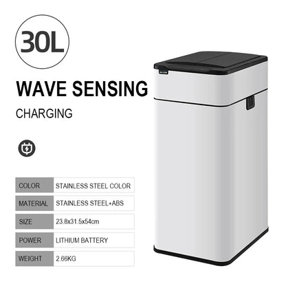 Smart Trash Can Stainless Steel Waste Bin for Kitchen, High Garbage Bin Wastebasket