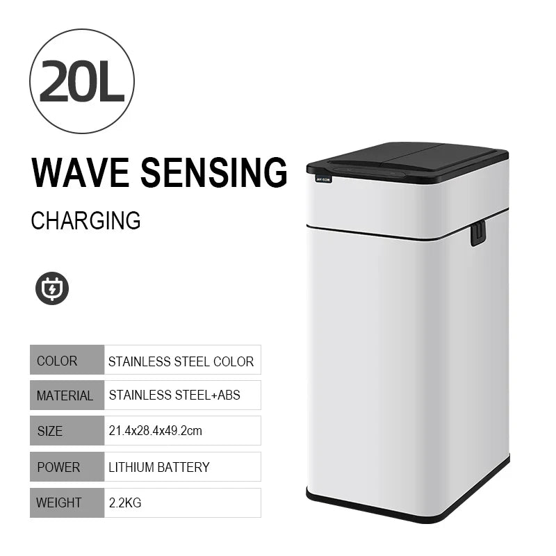 Smart Trash Can Stainless Steel Waste Bin for Kitchen, High Garbage Bin Wastebasket