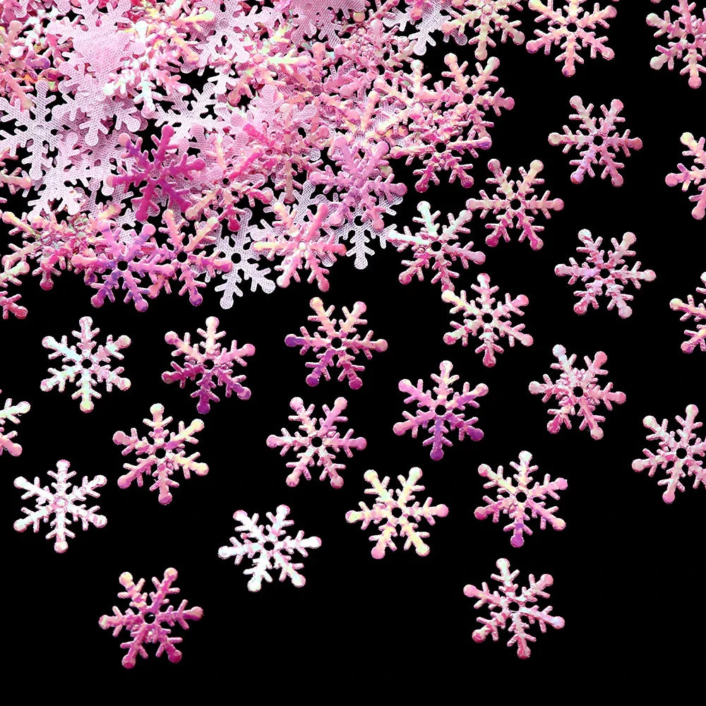 Christmas Snowflakes Confetti Ornaments, Winter Party Cake Decor Decorations for Home Xmas Tree Supplies