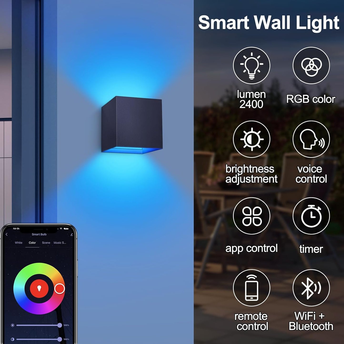 Smart Modern Outdoor Wall Lights LED Patio Light With Adjustable Beam And Voice Control 2