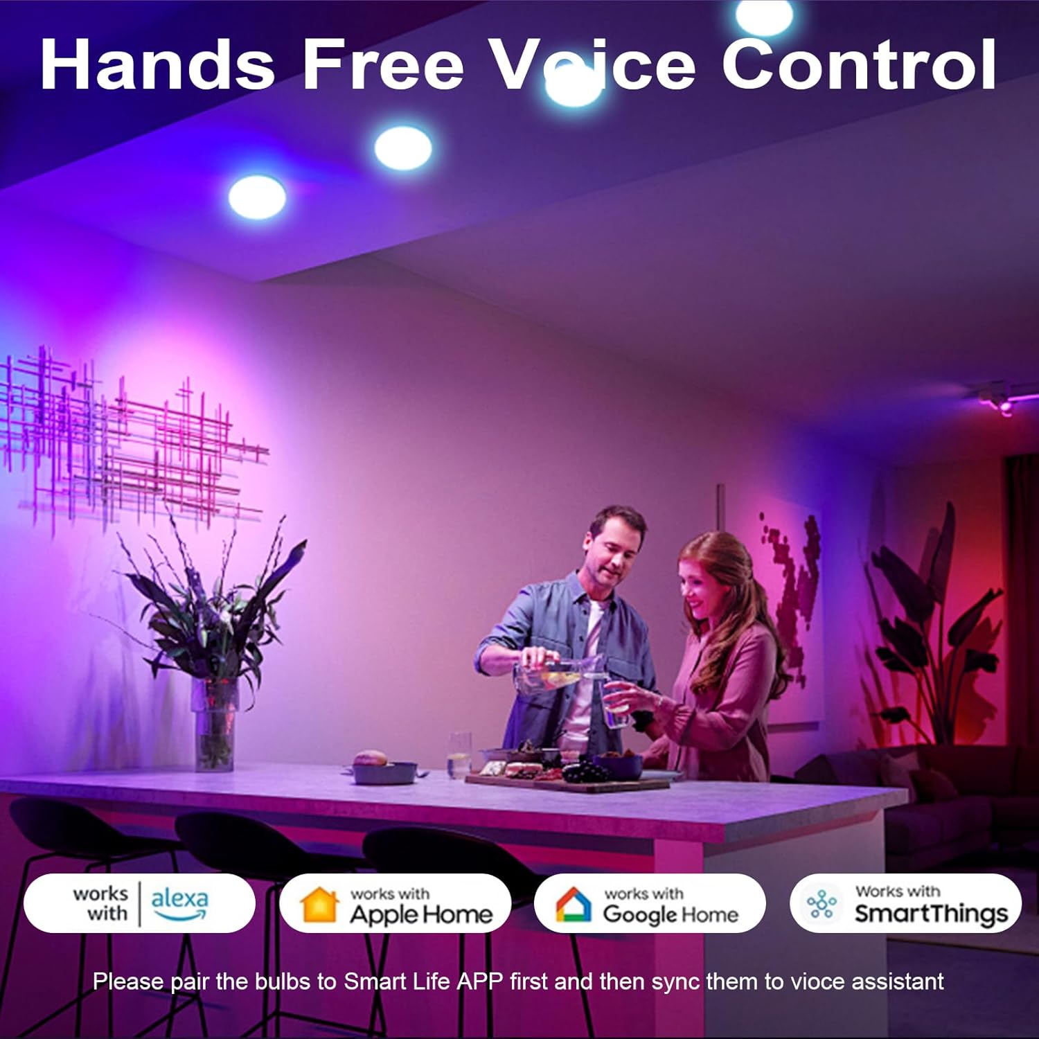 WiFi Smart Light Bulb  Color Changing Dimmable  Alexa And Google Home Compatible Music Sync 2
