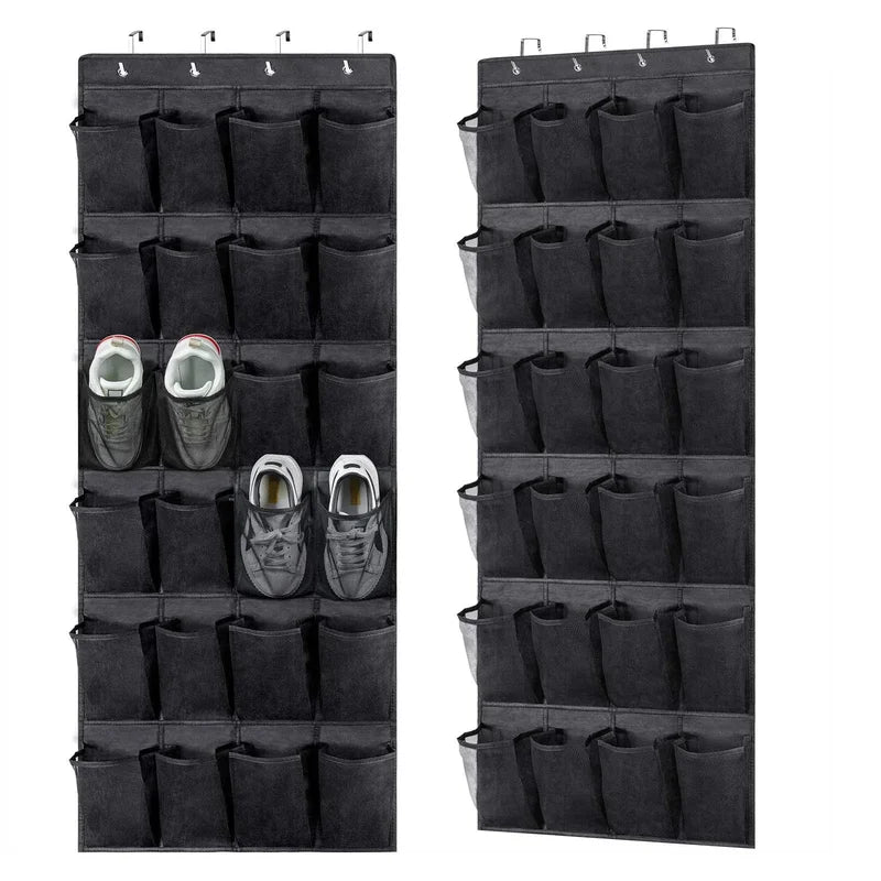 Hanging Shoe Rack Holder Hanger, Over The Door Shoe Organizer With Large Mesh Pockets