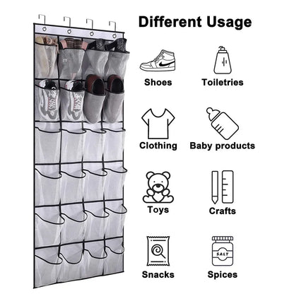 Hanging Shoe Rack Holder Hanger Over The Door Shoe Organizer With Large Mesh Pockets 2