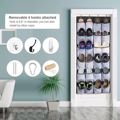 Hanging Shoe Rack Holder Hanger Over The Door Shoe Organizer With Large Mesh Pockets 4