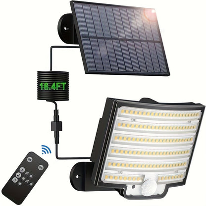 LED Motion Sensor Light with Remote, Solar Outdoor Waterproof Security Flood Light for Porch, Yard