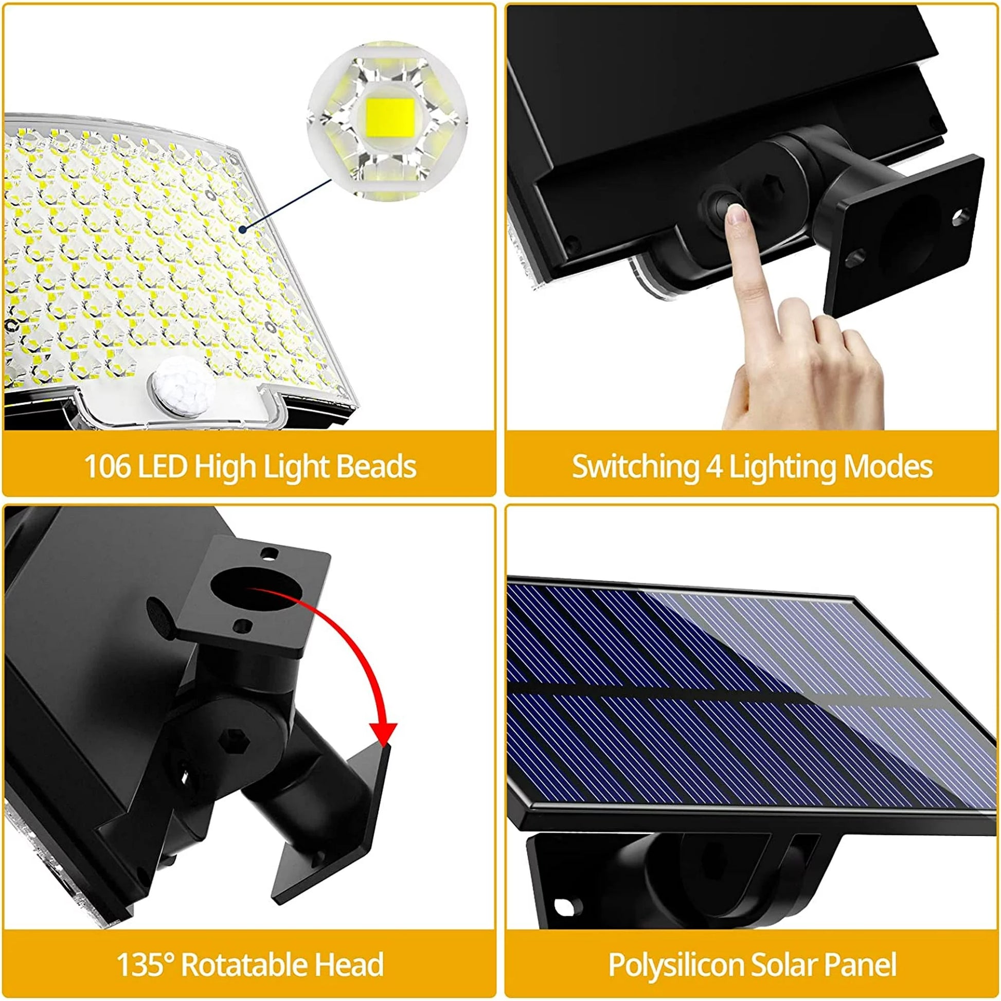 LED Motion Sensor Light With Remote Solar Outdoor Waterproof Security Flood Light For Porch Yard 2