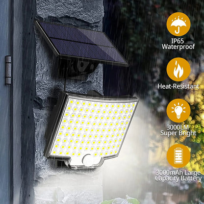 LED Motion Sensor Light With Remote Solar Outdoor Waterproof Security Flood Light For Porch Yard 3