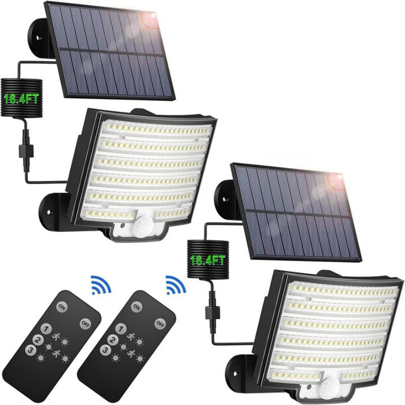 LED Motion Sensor Light With Remote Solar Outdoor Waterproof Security Flood Light For Porch Yard 5