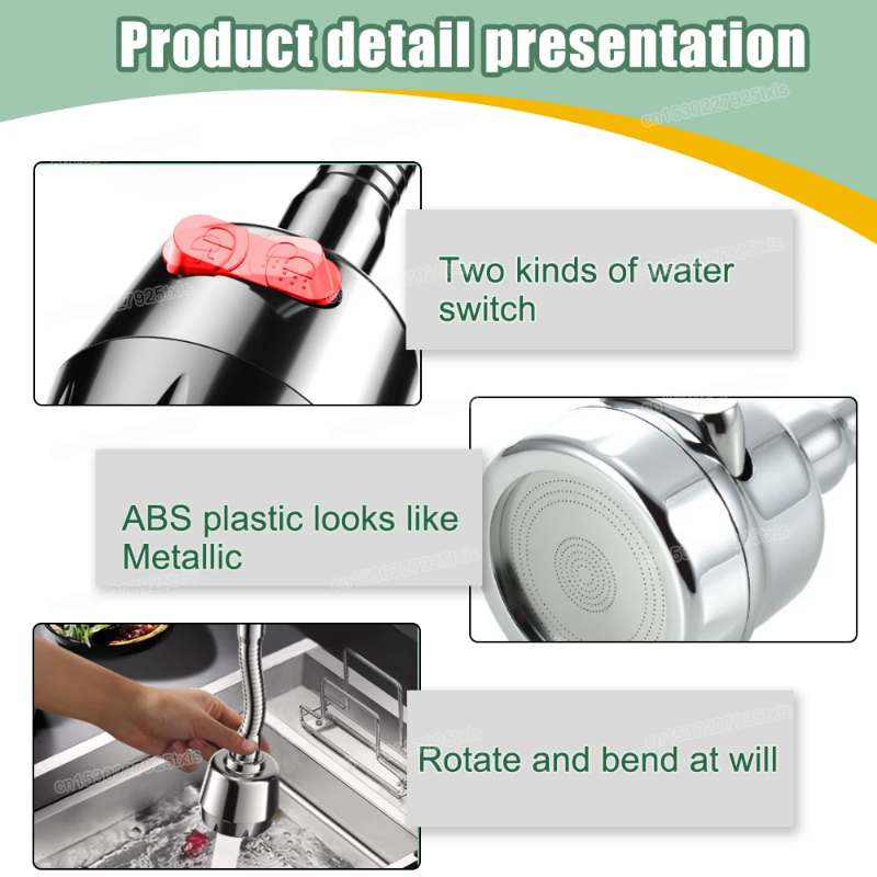 Water Saving Faucet Extender, Kitchen Bathroom 360 Degree Rotatable Nozzle