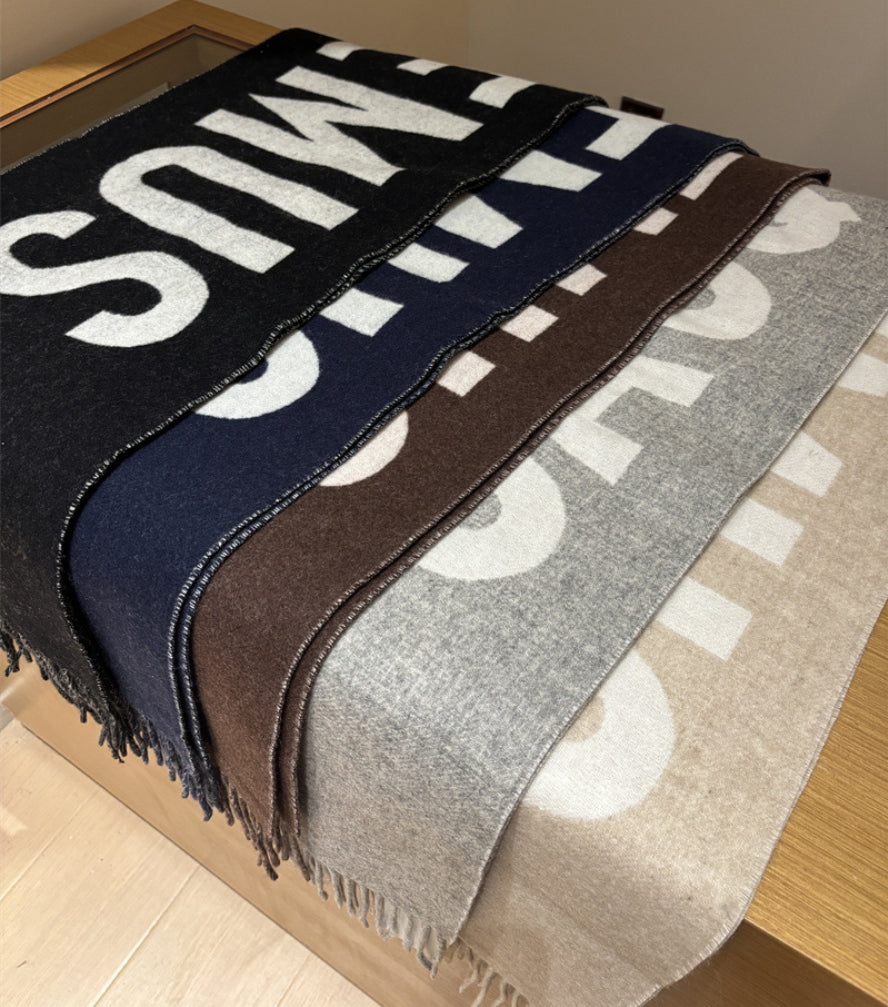 HighQuality Wool Scarf For Women Luxury Brand Winter Shawl Thick Warm Neck Scarf With Monogram Desi 2